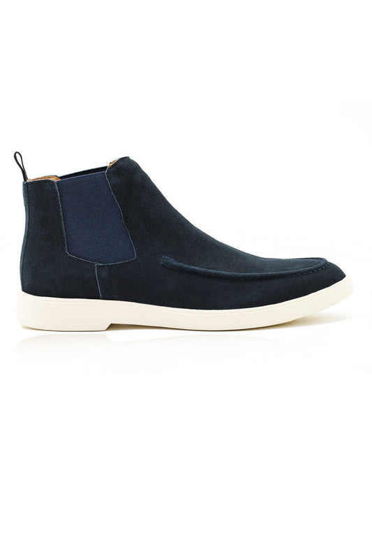 Dark Navy Suede Chelsea Boots Low Top