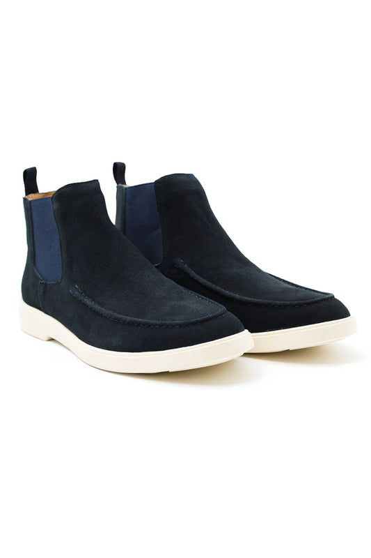 Dark Navy Suede Chelsea Boots Low Top