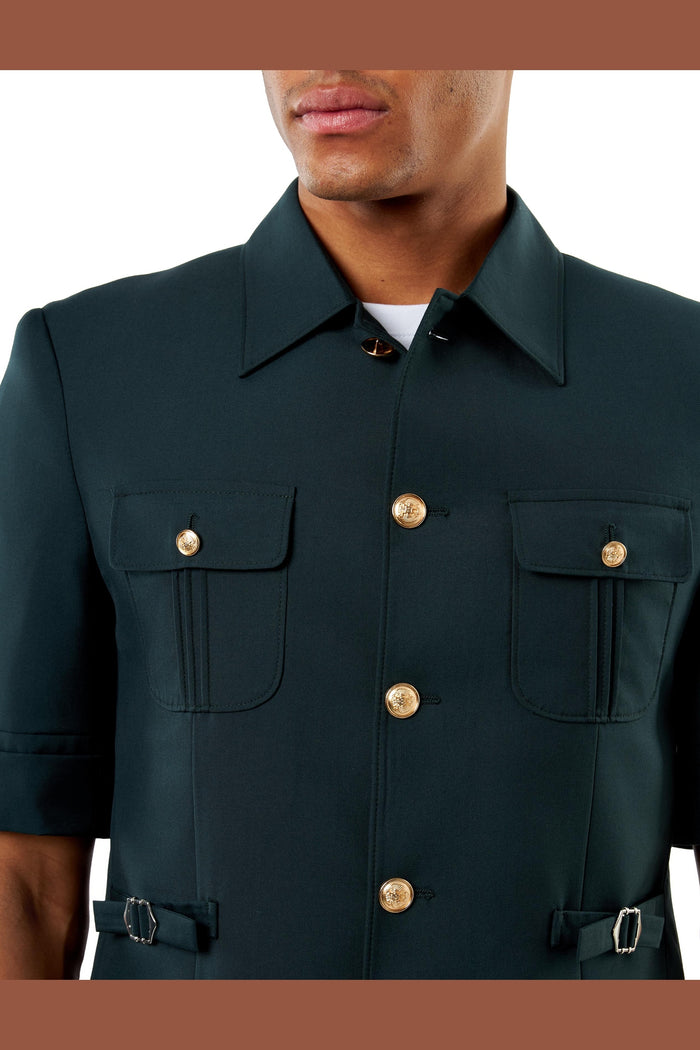 Deep Forest Green Safari Suit Jacket – Short Sleeve