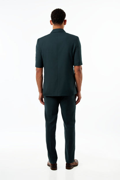 Deep Forest Green Safari Tailored 2 Piece Suit | Short Sleeve