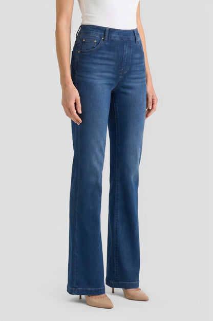 Denim Pull-On Flare Bootcut Jeans, Denim | Ming Wang
