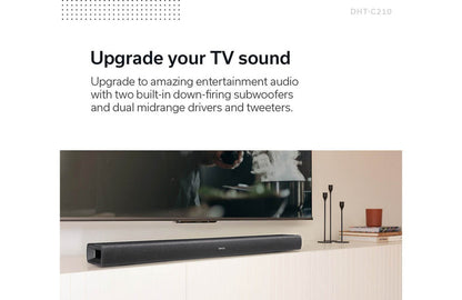 Denon DHT - C210 Powered 2.1 - Channel Sound Bar with Dolby Atmos and Bluetooth - electronicsexpo.com - Soundbars