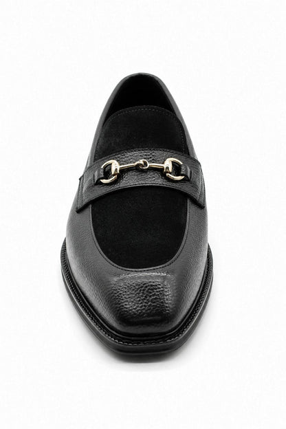 DEXTER Men’s Black Leather & Suede Snaffle Loafers
