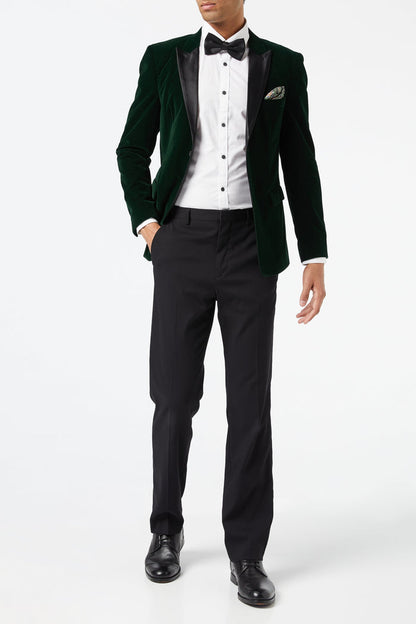 Green Velvet Tuxedo 5 Piece Set - Jacket, Shirt, Trouser, Bow & Shoes