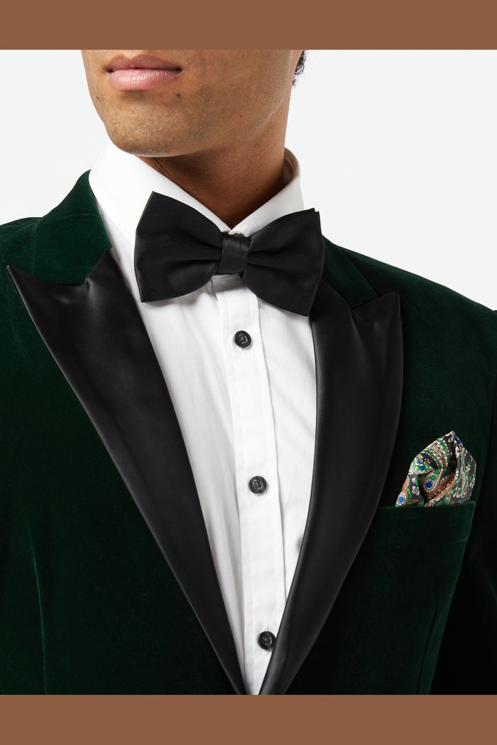 Green Velvet Tuxedo 5 Piece Set - Jacket, Shirt, Trouser, Bow & Shoes