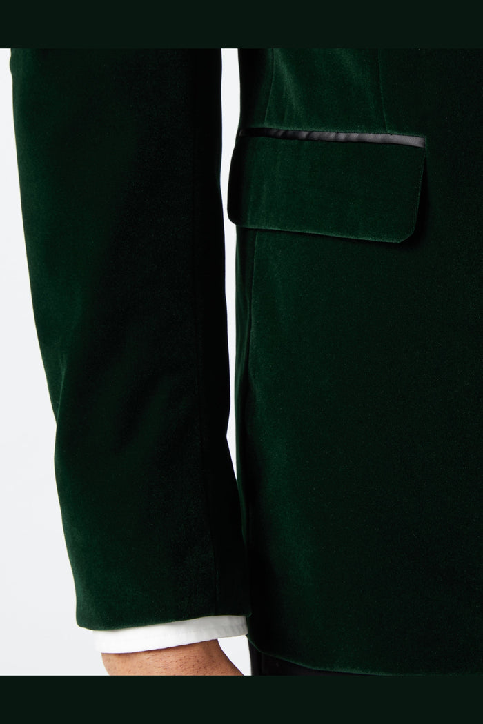 DINNER MAK - Green Soft Velvet Tuxedo Jacket