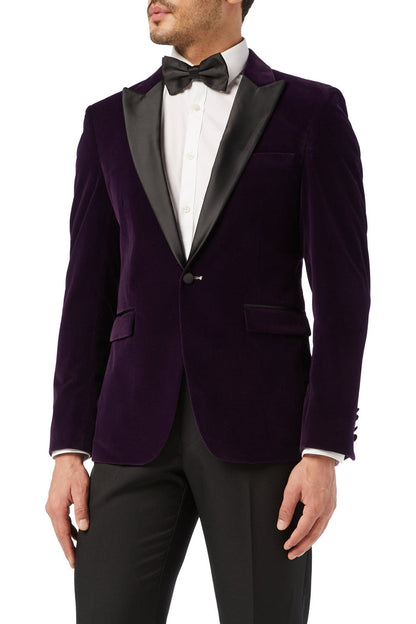 DINNER RICKY - Purple Soft Velvet Tuxedo Jacket
