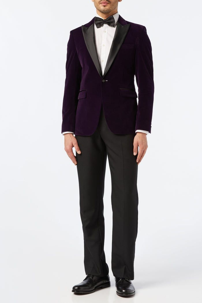DINNER RICKY - Purple Soft Velvet Tuxedo Jacket