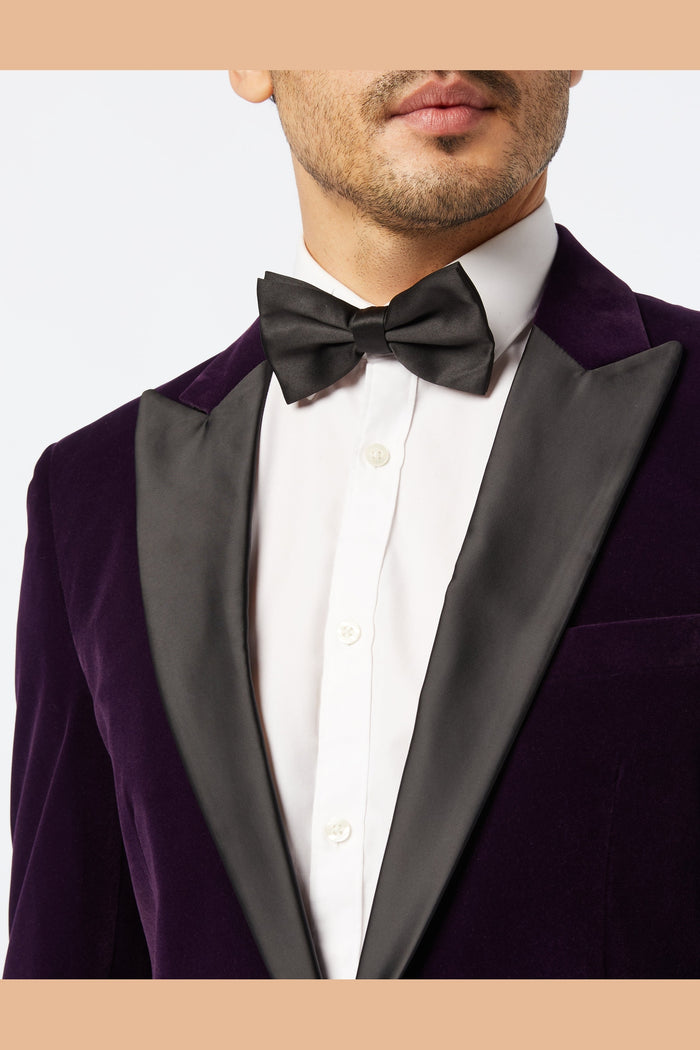 DINNER RICKY - Purple Soft Velvet Tuxedo Jacket