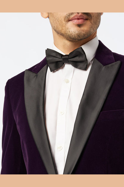DINNER RICKY - Purple Soft Velvet Tuxedo Jacket