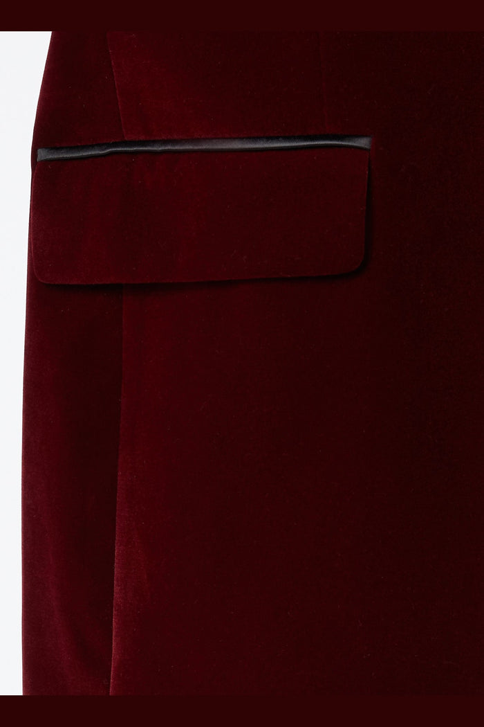 DINNER SAM - Burgundy Soft Velvet Tuxedo Jacket