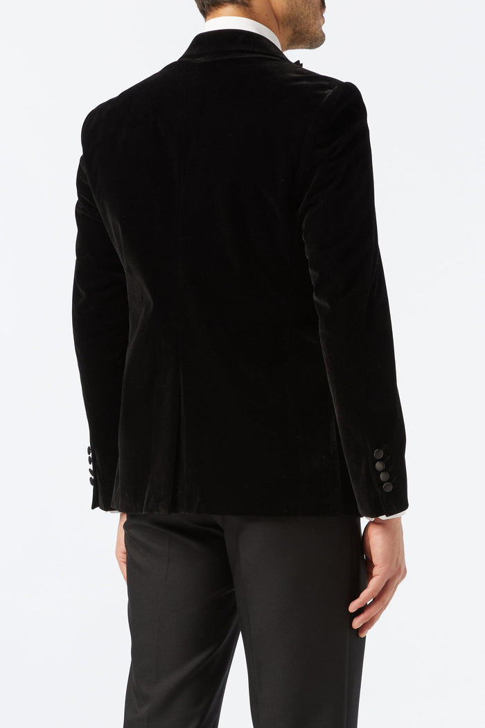 Black Velvet Tuxedo 5 Piece Set - Jacket, Shirt, Trouser, Bow & Shoes