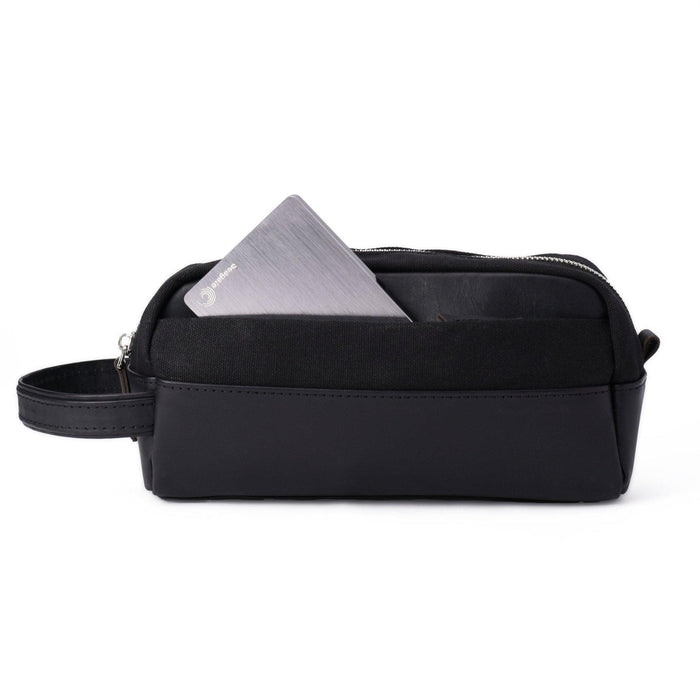 Dopp Kit Leather & Canvas lightweight handbag | Full Black - Spiš.