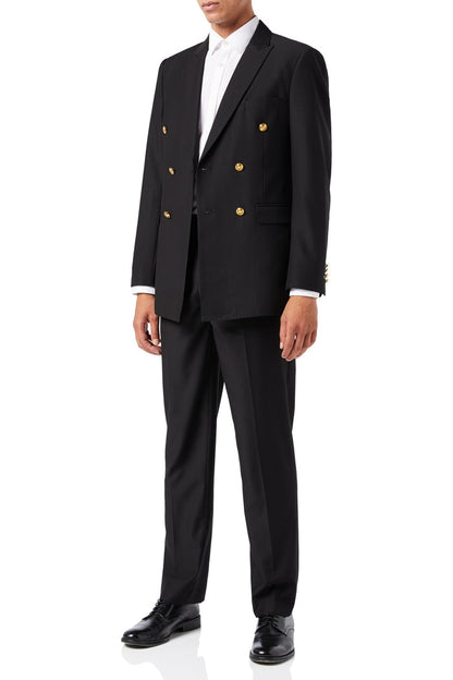 DOUBLE BREASTED GOLD BUTTON SUIT IN BLACK