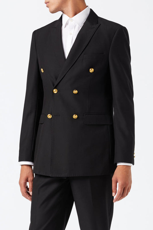 DOUBLE BREASTED GOLD BUTTON SUIT IN BLACK