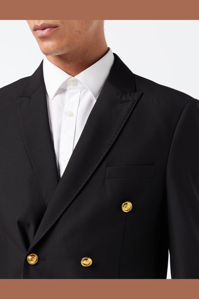 DOUBLE BREASTED GOLD BUTTON SUIT IN BLACK