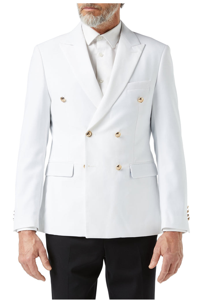 DOUBLE BREASTED GOLD BUTTON WHITE JACKET
