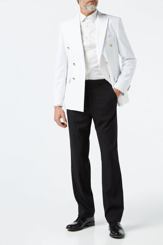 DOUBLE BREASTED GOLD BUTTON WHITE JACKET