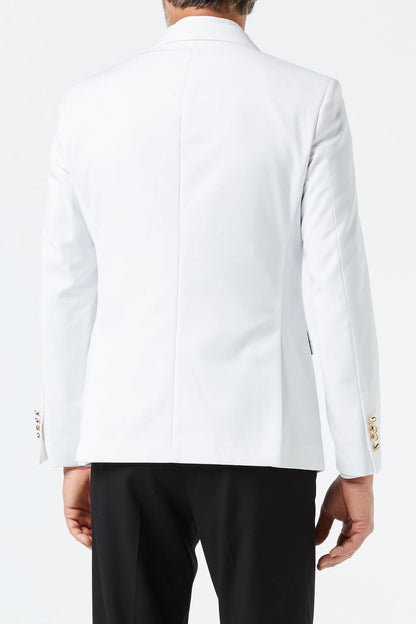 DOUBLE BREASTED GOLD BUTTON WHITE JACKET