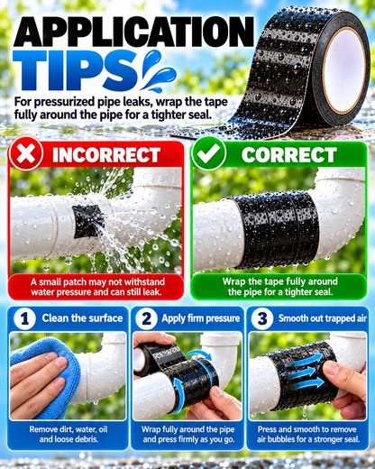 Waterproof Leak Repair Tape, Emergency Seal for Wet Surfaces, Indoor Outdoor Leak Fix for Pipes, Buckets, Hoses, Tents