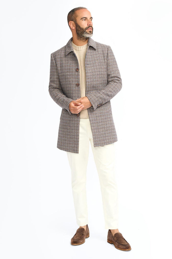 EDDIE – TAN HOUNDSTOTTH CHECK OVERCOAT