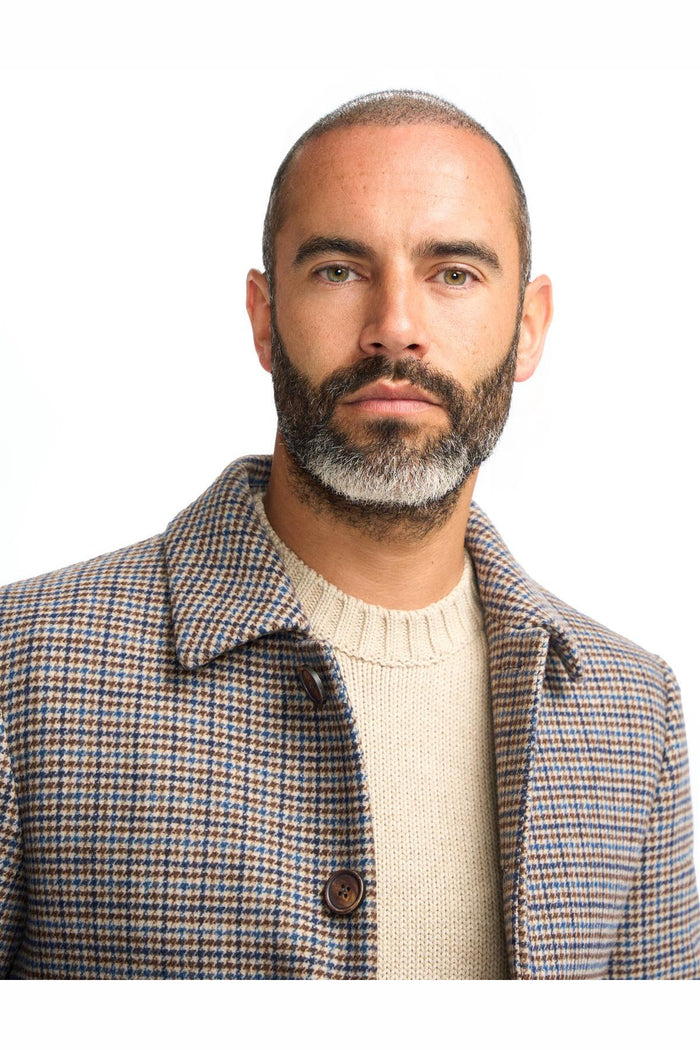 EDDIE – TAN HOUNDSTOTTH CHECK OVERCOAT