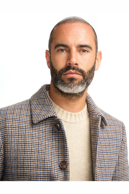 EDDIE – TAN HOUNDSTOTTH CHECK OVERCOAT