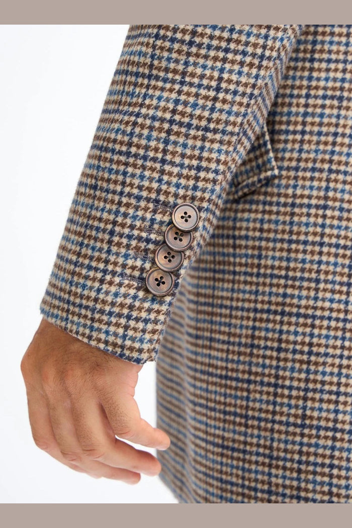 EDDIE – TAN HOUNDSTOTTH CHECK OVERCOAT