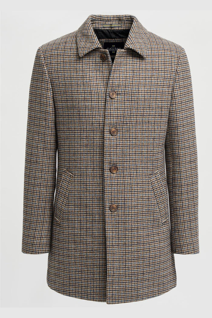 EDDIE – TAN HOUNDSTOTTH CHECK OVERCOAT
