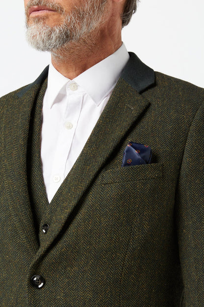 EDWARD OLIVE HERRINGBONE TWEED JACKET