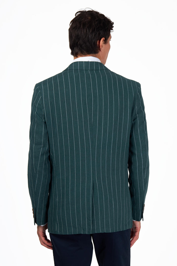 EDWIN - Green Tailored Pinstripe Linen Blazer