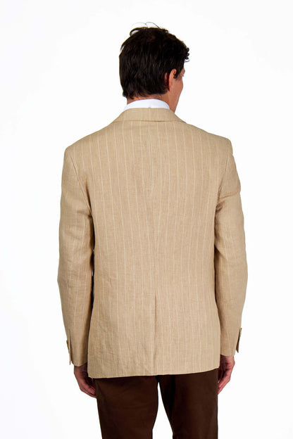 EDWIN – Beige Tailored Pinstripe Linen Blazer