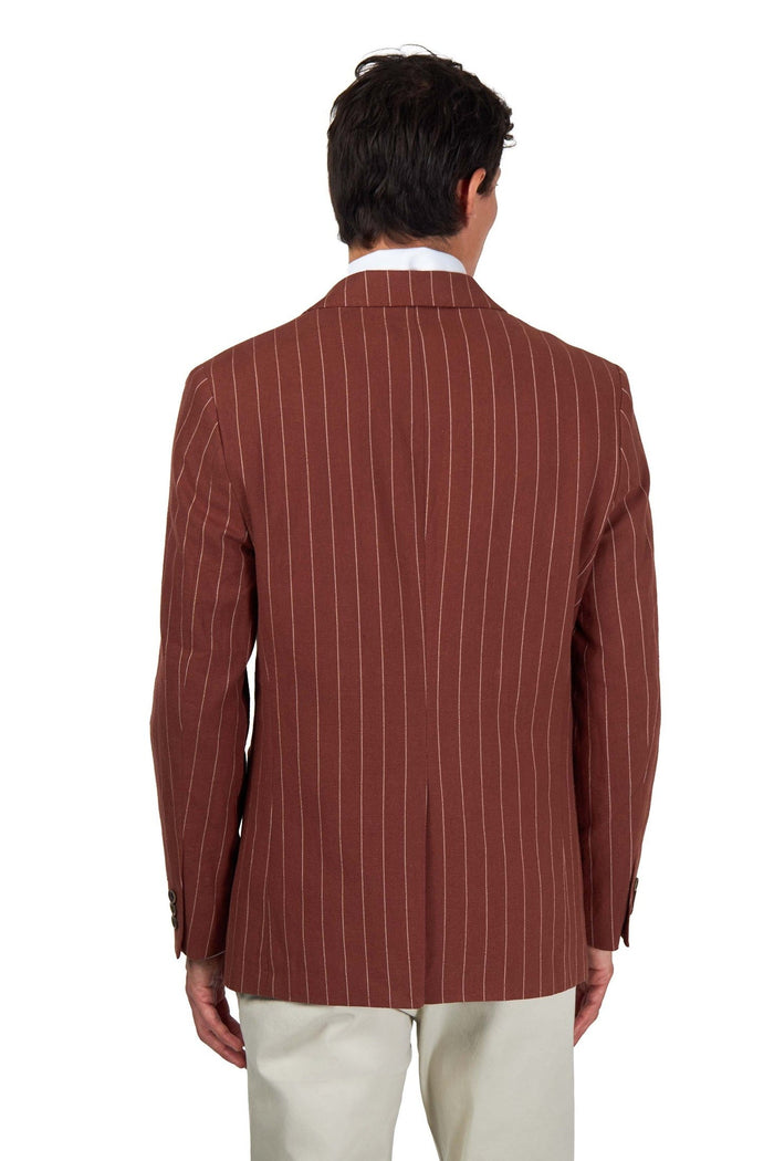 EDWIN – Rust Brown Tailored Pinstripe Linen Blazer