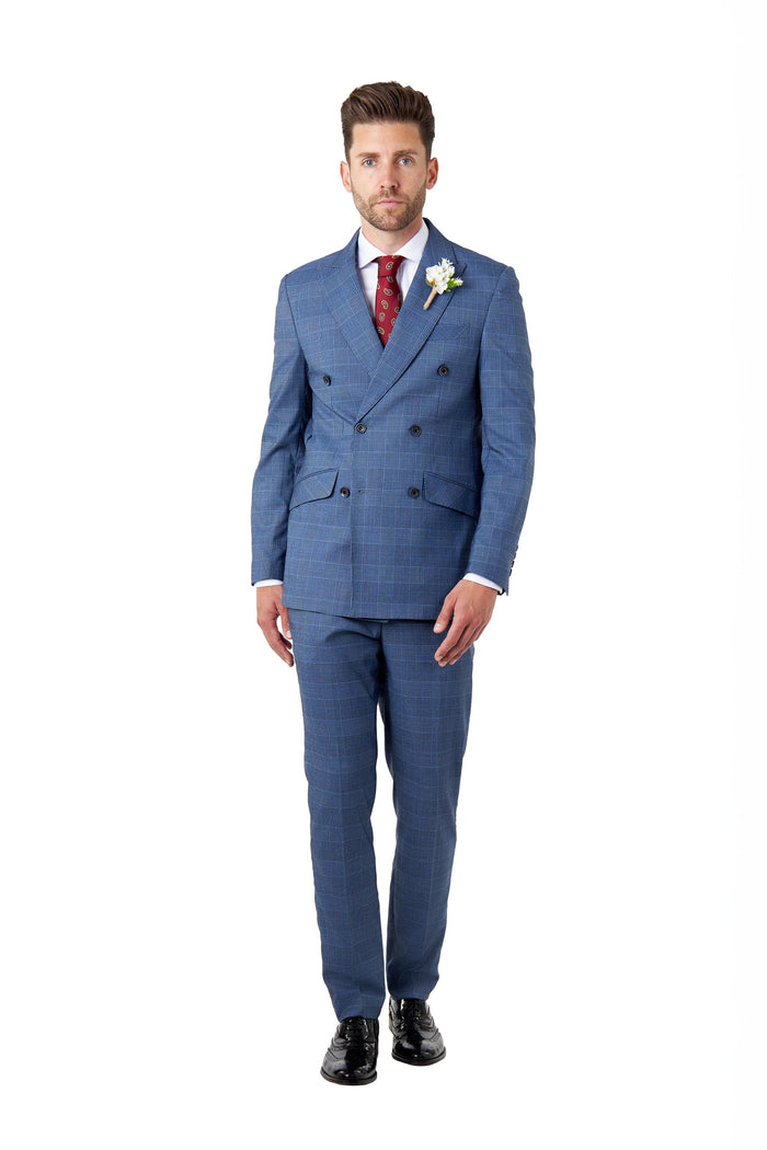 EKON - Blue Double Breasted Prince of Wales Check Suit