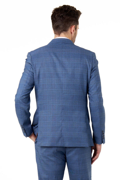 EKON - Blue Prince of Wales Check Suit Tailored Fit