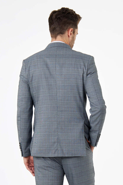 EKON - Grey Double Breasted Prince of Wales Check Suit
