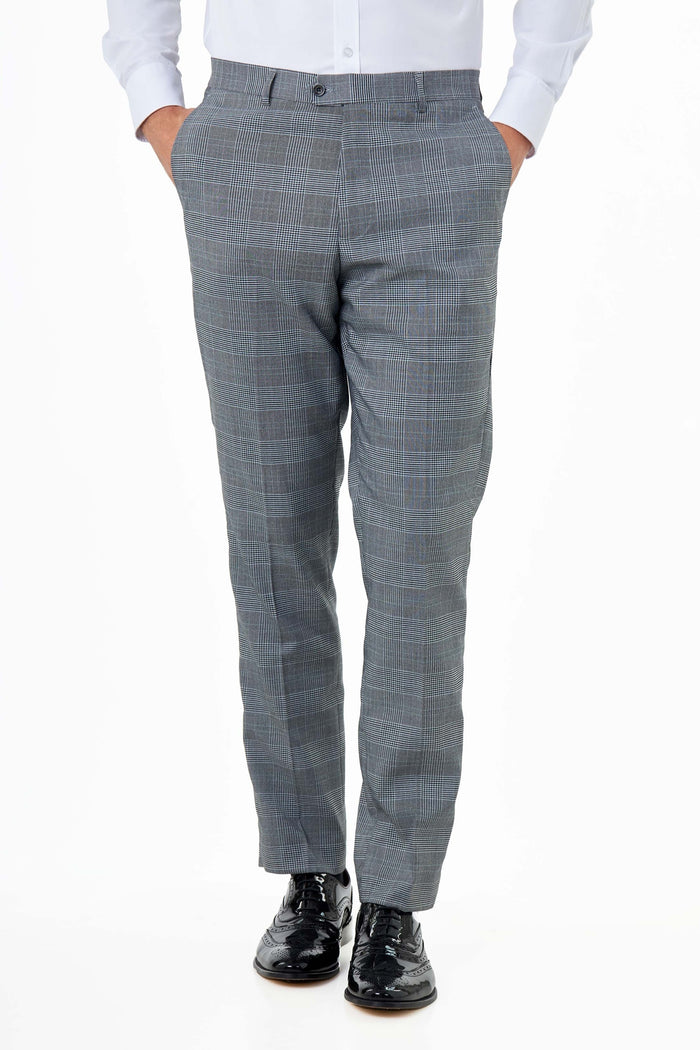 EKON - Grey Double Breasted Prince of Wales Check Suit