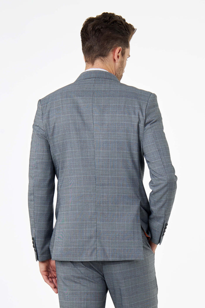 EKON - Grey Prince of Wales Check Suit Tailored Fit