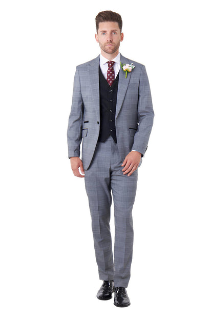EKON - Grey Prince of Wales Check Wedding Suit