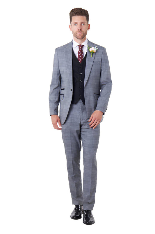 EKON - Grey Prince of Wales Check Wedding Suit