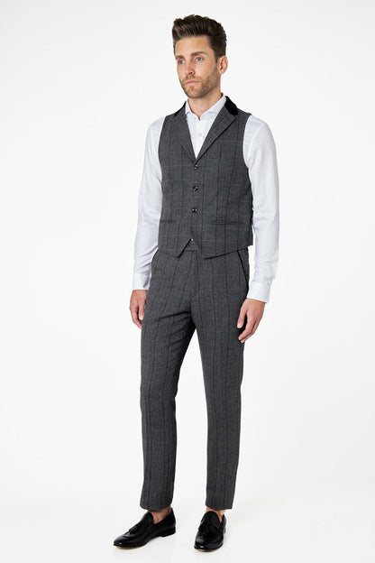 Elton Grey tweed check waistcoat