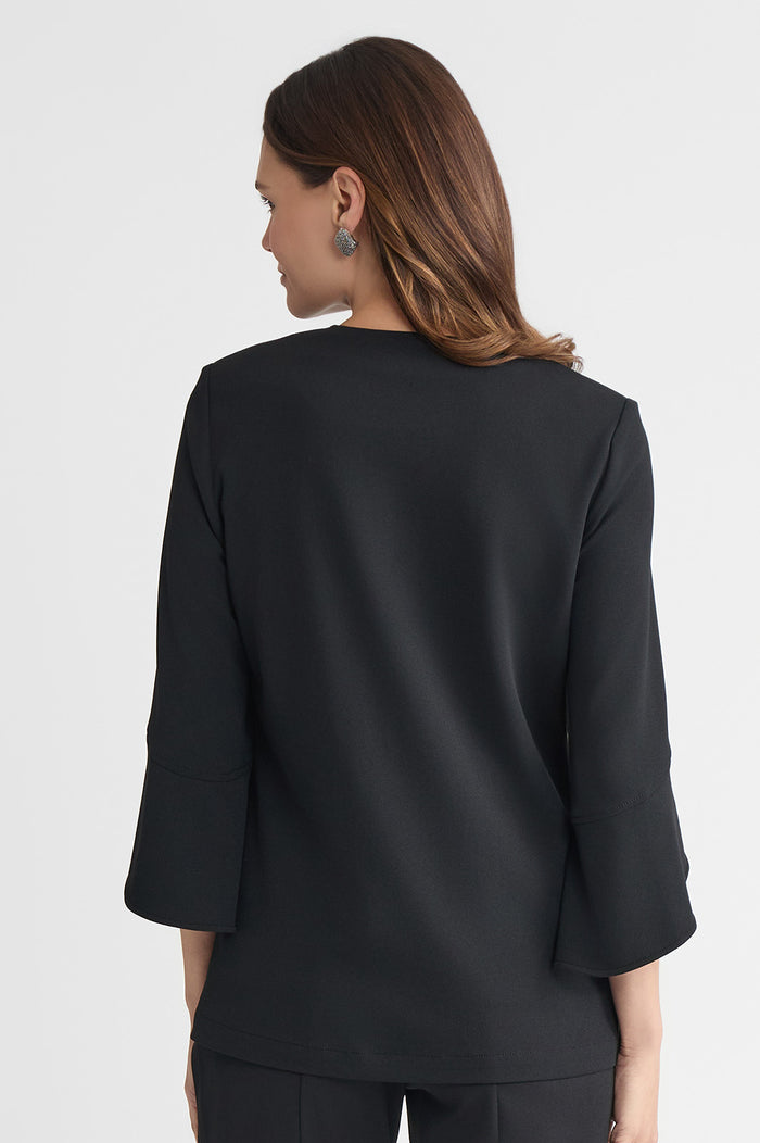 Heritage Embroidered Stretch Deco Crepe Jacket, Black | Ming Wang