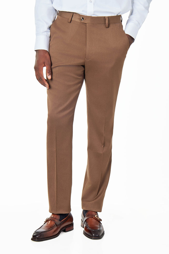 EZRA – BROWN TAILORED FIT SUIT TROUSERS