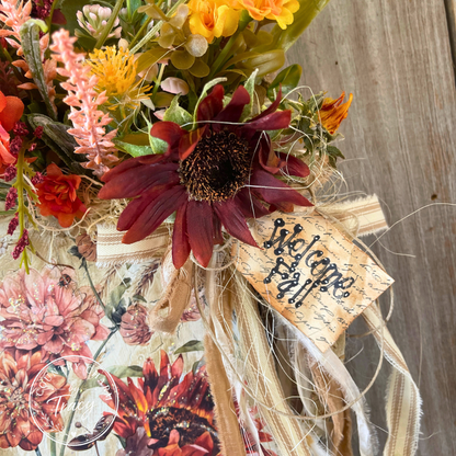 Fall Floral Wood Pitcher Hanger