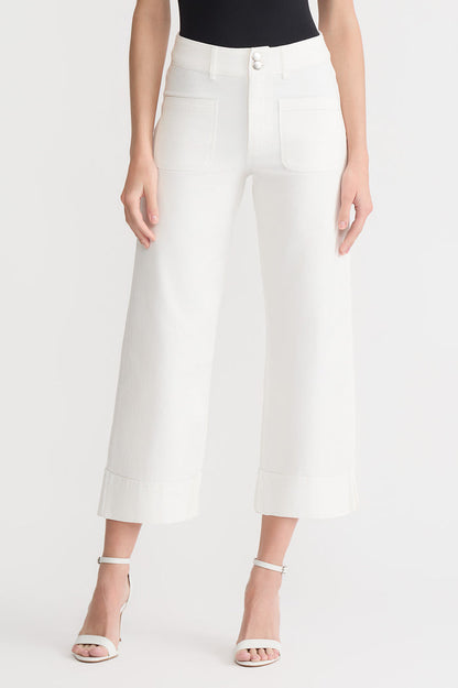 Cropped Wide-Leg Jeans, White | Ming Wang