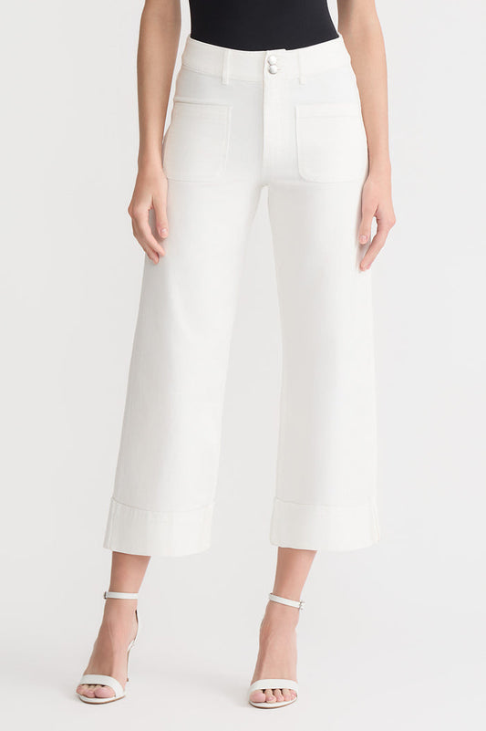 Cropped Wide-Leg Jeans, White | Ming Wang
