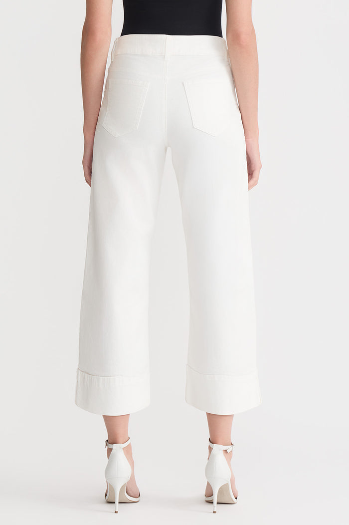 Cropped Wide-Leg Jeans, White | Ming Wang