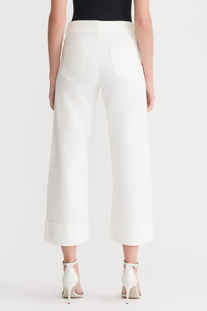 Cropped Wide-Leg Jeans, White | Ming Wang