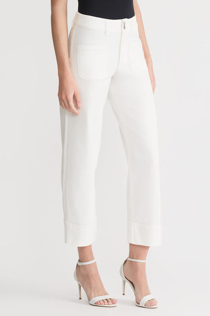 Cropped Wide-Leg Jeans, White | Ming Wang