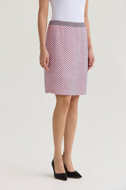 Plus Size Shell Stitch Straight Knit Skirt, Perfect Pink/Black | Ming Wang